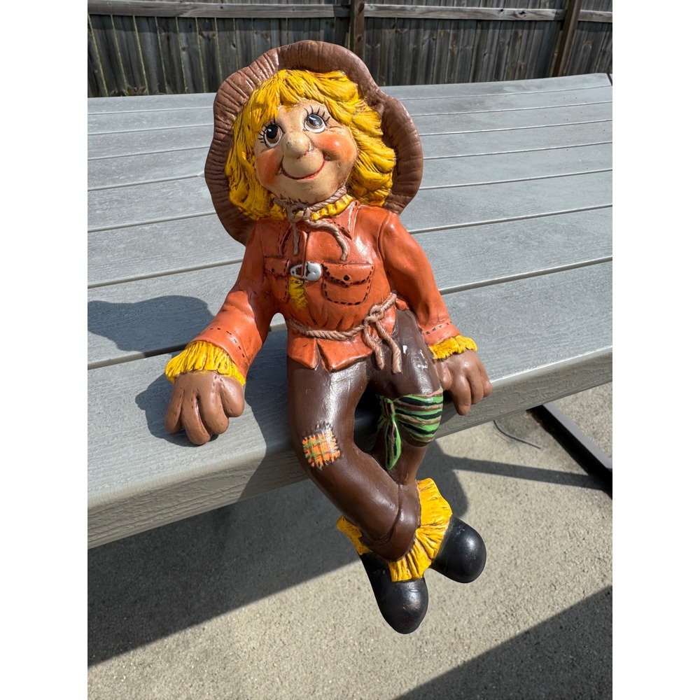 Vintage Holland Mold Ceramic Scarecrow Shelf Sitter Fall Autumn Decor 10.5 inch